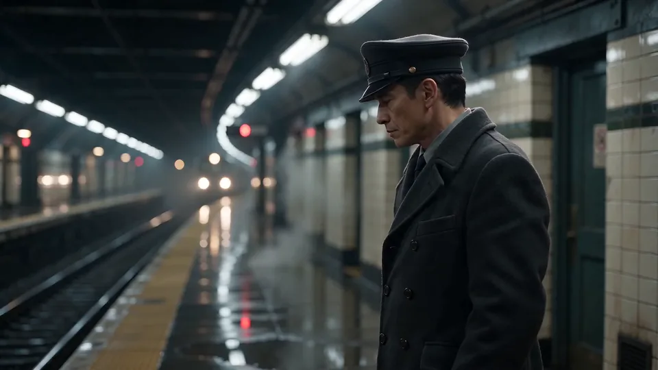 The same conductor as a train arrives